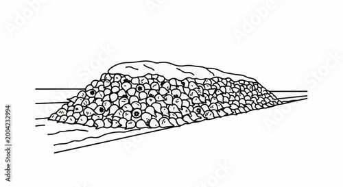 Slika na platnu Stack of round objects piled on a flat surface