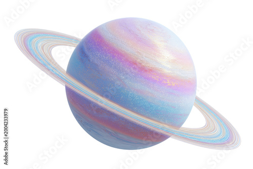 Pastel planet with rings isolated on white background png