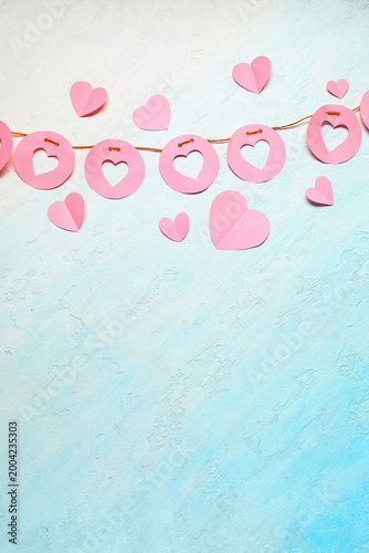 Garland made of pink paper ...