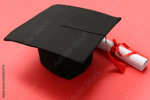 Graduation hat and diploma ...