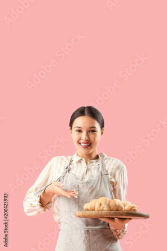 Female Asian baker with fre...