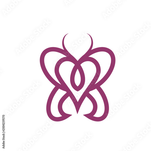 Romantic Heart Floral Logo Ornament — Elegant Symmetrical Love Emblem for Wedding Beauty and Boutique Brands