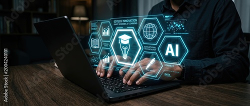 Innovative learning techniques for artificial intelligence modern workspace digital content creation professional environment close-up view educational concept