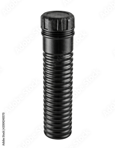 Fotografie Black ribbed telescopic storage tube isolated