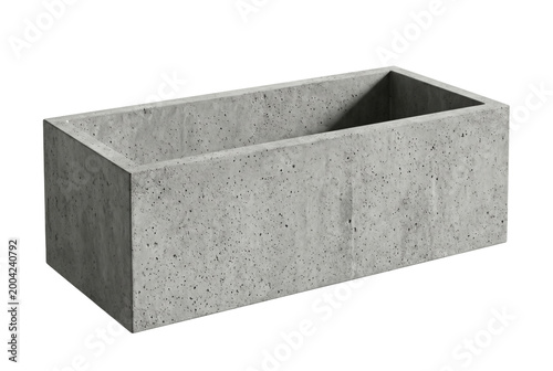 Fotografie Rectangular grey concrete planter box isolated