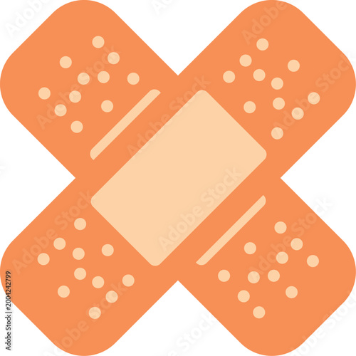 Adhesive Bandage Icon Illustration, Medical First Aid Plaster, Healthcare Symbol, Flat Vector