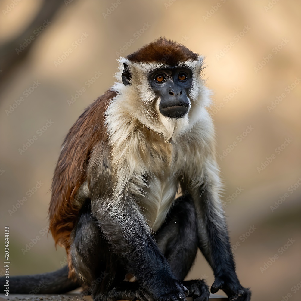 Obraz premium Adult De Brazza's monkey with distinctive white beard in soft light