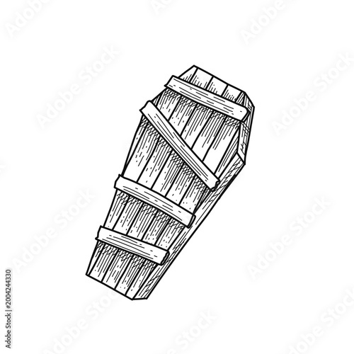 hand drawn minimalist coffin line art vector illustration