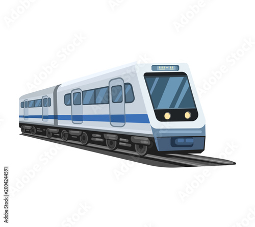 Light Rail Transit Train on Railway Track Illustration Vector