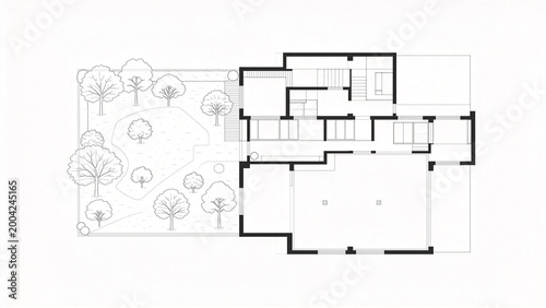House floor plan with garden