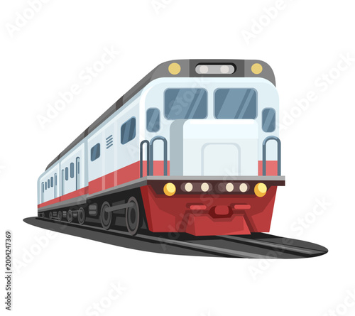 Train Locomotive on Railway Track Illustration Vector