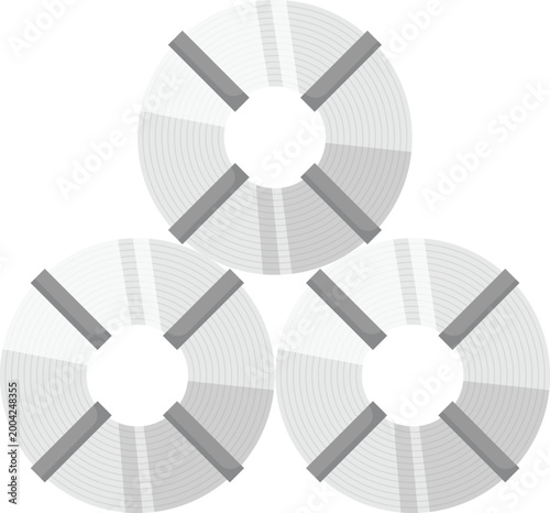 Stack of Steel Coil Flat Illustration. Rolled Steel Sheet Design Element Isolated on White Background