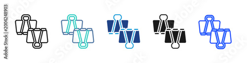 Binder Clips icon set multiple style collection