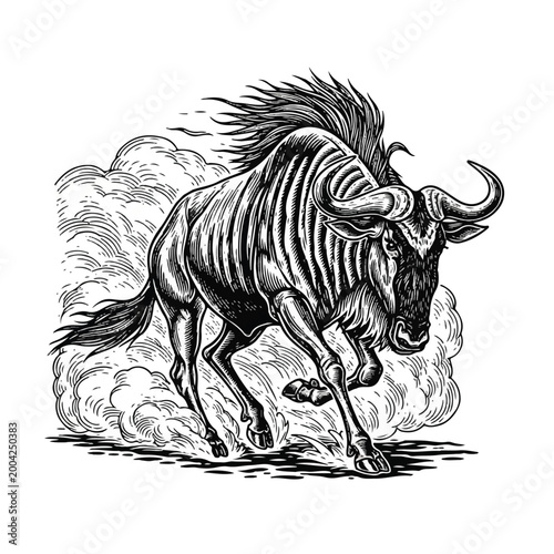 Wildlife Animal Illustration of a Bull.