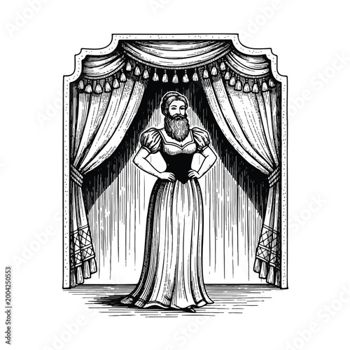 Woman in elegant evening dress standing.