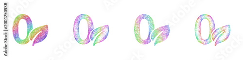 Rainbow color sketch net zero icon design set