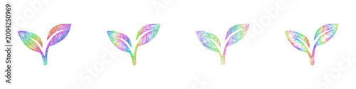 Colorful sketch growth leaf icon design set