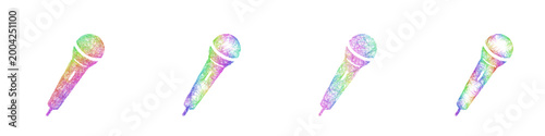 Rainbow color sketch microphone icon design set