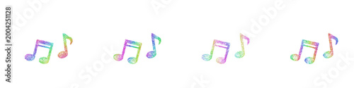 Multicolored sketch music notes icon design set