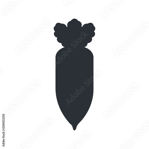 大根の白黒アイコン シンプルで使いやすい野菜のモノクロイラスト