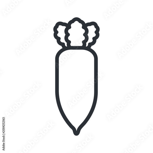 大根の線画アイコン シンプルで使いやすい野菜のアウトラインイラスト