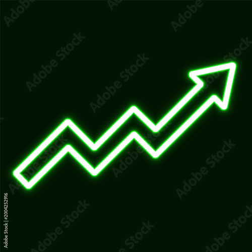 Neon Arrow Up Trend Line Growth Chart Business Success Icon
