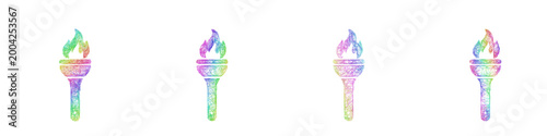Multicolor sketch torch icon design set