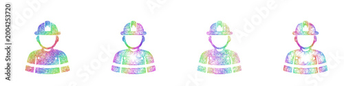 Rainbow color sketch firefighter icon design set