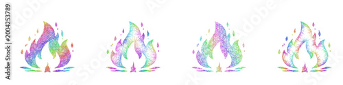 Rainbow sketch blaze icon design set