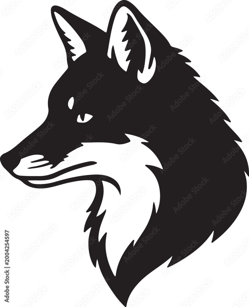 Obraz premium Red fox head in silhouette.