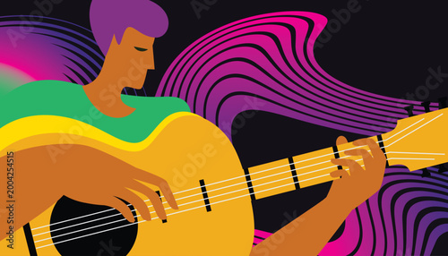 Photography A man playing guitar, music poster, flyer