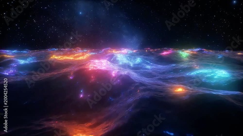 Astronaut View of Earth From Space at Night, Colorful Glowing Cities Below, Cinematic 4K Footage