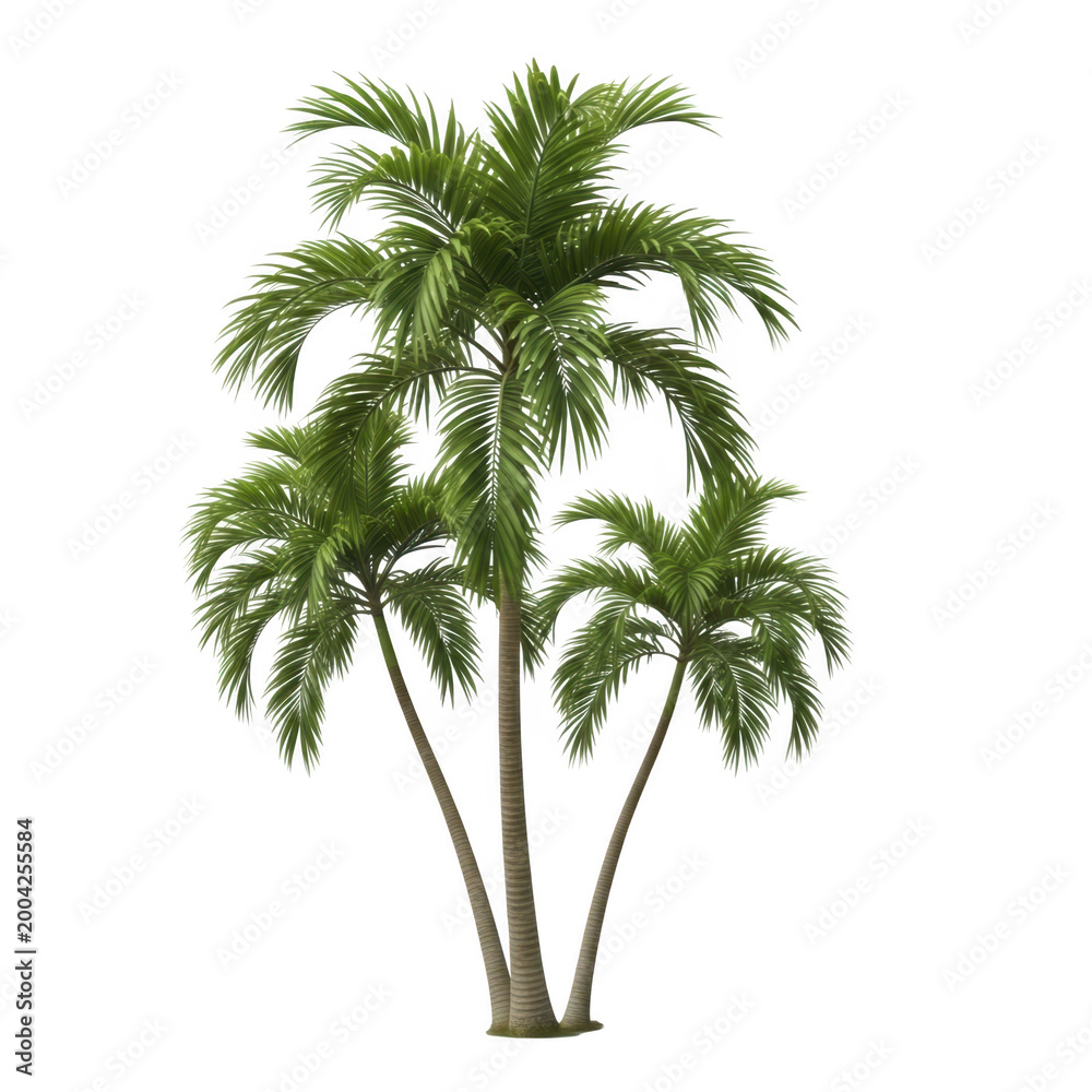 Obraz premium A pair of tall palm trees standing against a white background