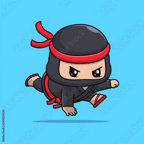 Cute Ninja Jump Cartoon
