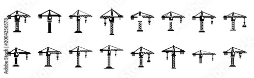 construction crane silhouette icon set