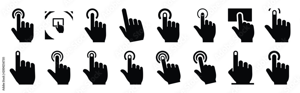 Fototapeta premium finger tap touch icon set