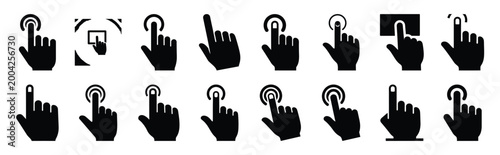 finger tap touch icon set