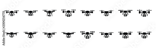 drone camera silhouette icon set