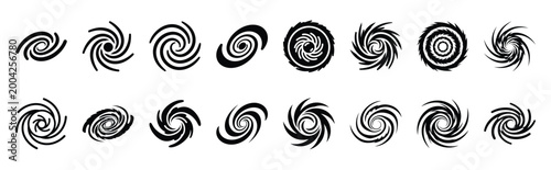 galaxy spiral silhouette icon set