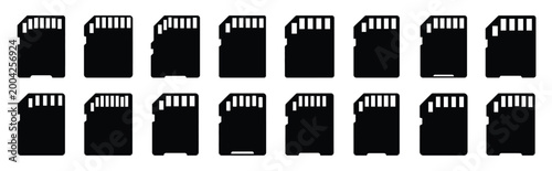 memory card silhouette icon set