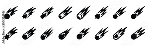 meteor shooting star icon set