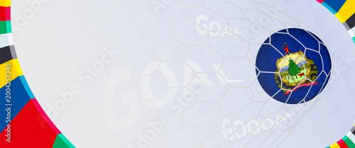 Celebration Goal for Vermont football team in colorful design. Perfect for illustrating soccer success, international football tournaments, and sports-themed promotions.