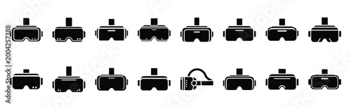 virtual reality headset icon set