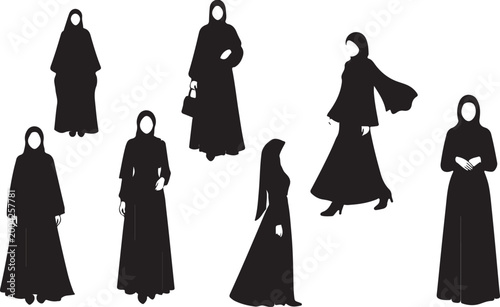 A smiling Muslim woman wearing a hijab in a modern vector illustration