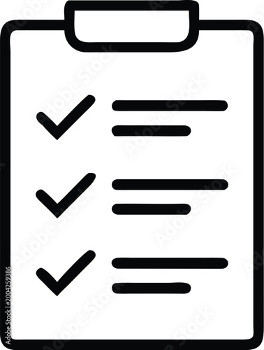 checklist icon with check marks black line drawing on white background high quality professional detailed modern elegant stylish clean crisp vibrant