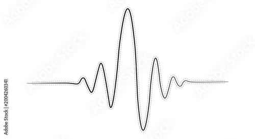 Abstract sound wave rhythm frequency line art vector graphic representing digital audio signal and heartbeat pulse