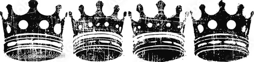 vintage black crowns set with ornamental details royalty symbols in antique medieval decorative elements