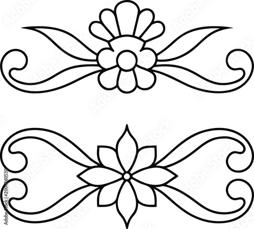 Elegant Decorative Floral Dividers with Swirling Calligraphic Elements for Embellishment and Design