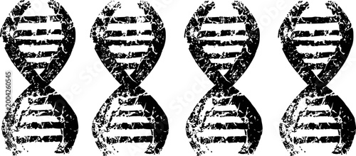 grunge dna double helix icons set distressed textured genetic code illustration science symbol design