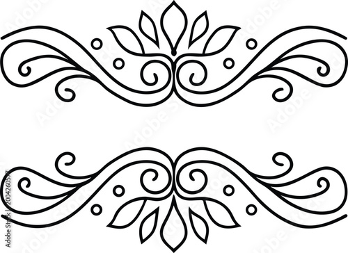 Elegant floral line art ornament collection for sophisticated design projects and decorative borders offering refined aesthetic appeal